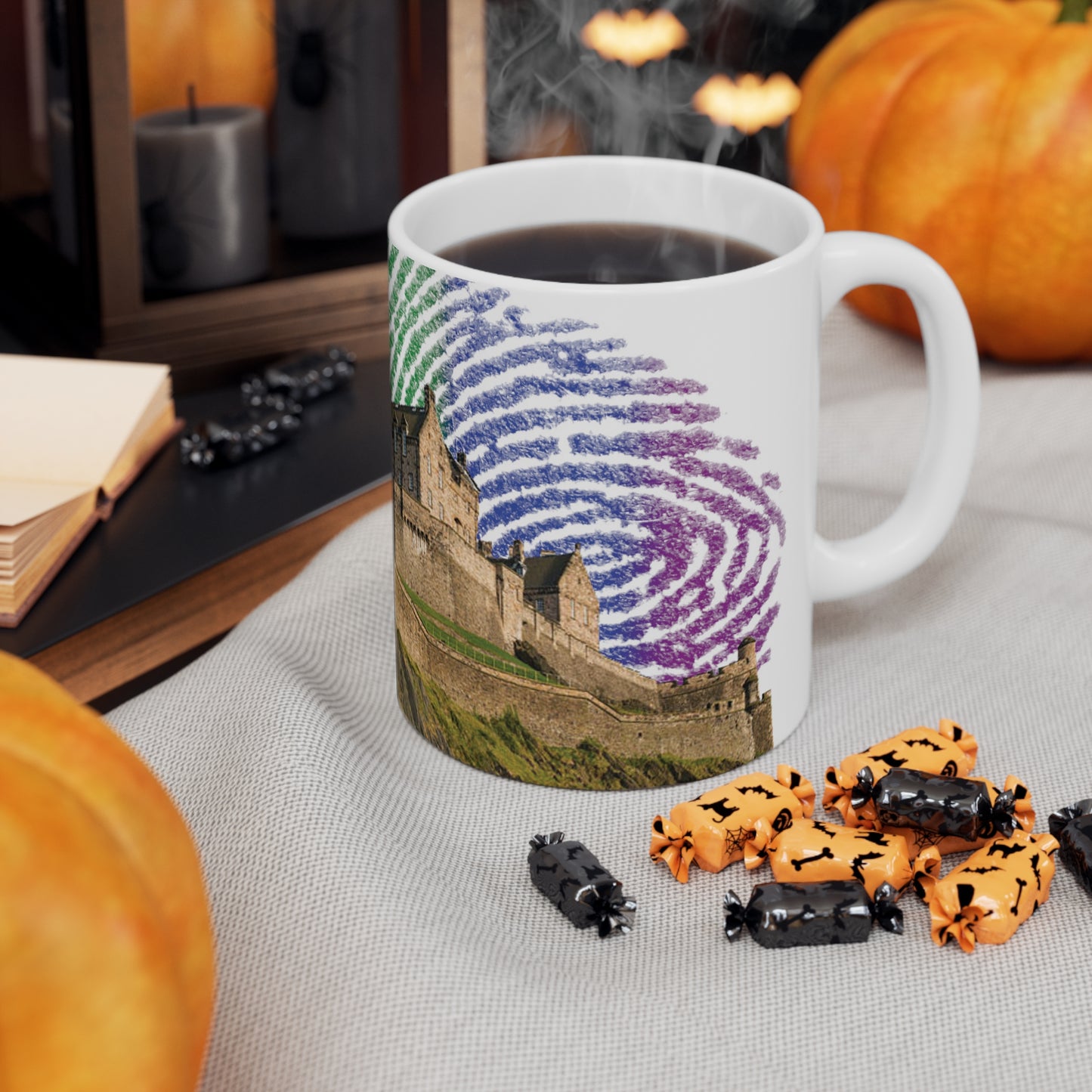 Edinburgh Castle Pride Fingerprint Sky Photo Mug, White