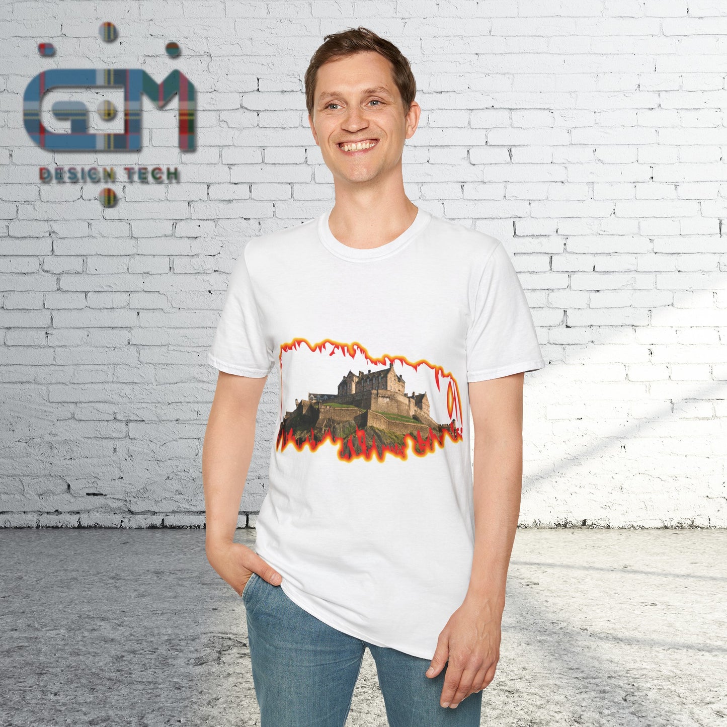 Edinburgh Castle Photo Fire Effect Unisex T-Shirt