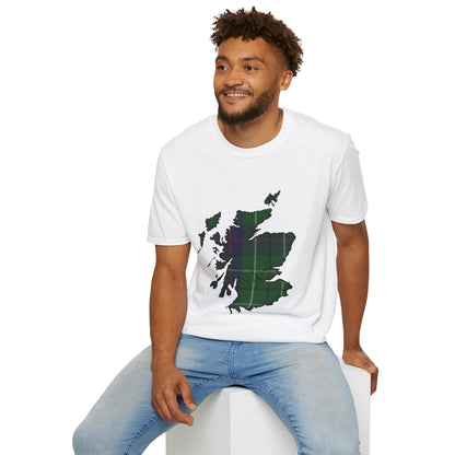 Scotland Tartan Map Softstyle Unisex T-Shirt - Duncan Tartan Tee