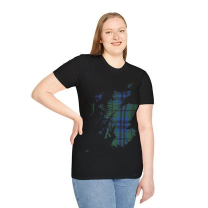 Scotland Tartan Map Softstyle Unisex T-Shirt, Keith Tartan, Various Colours