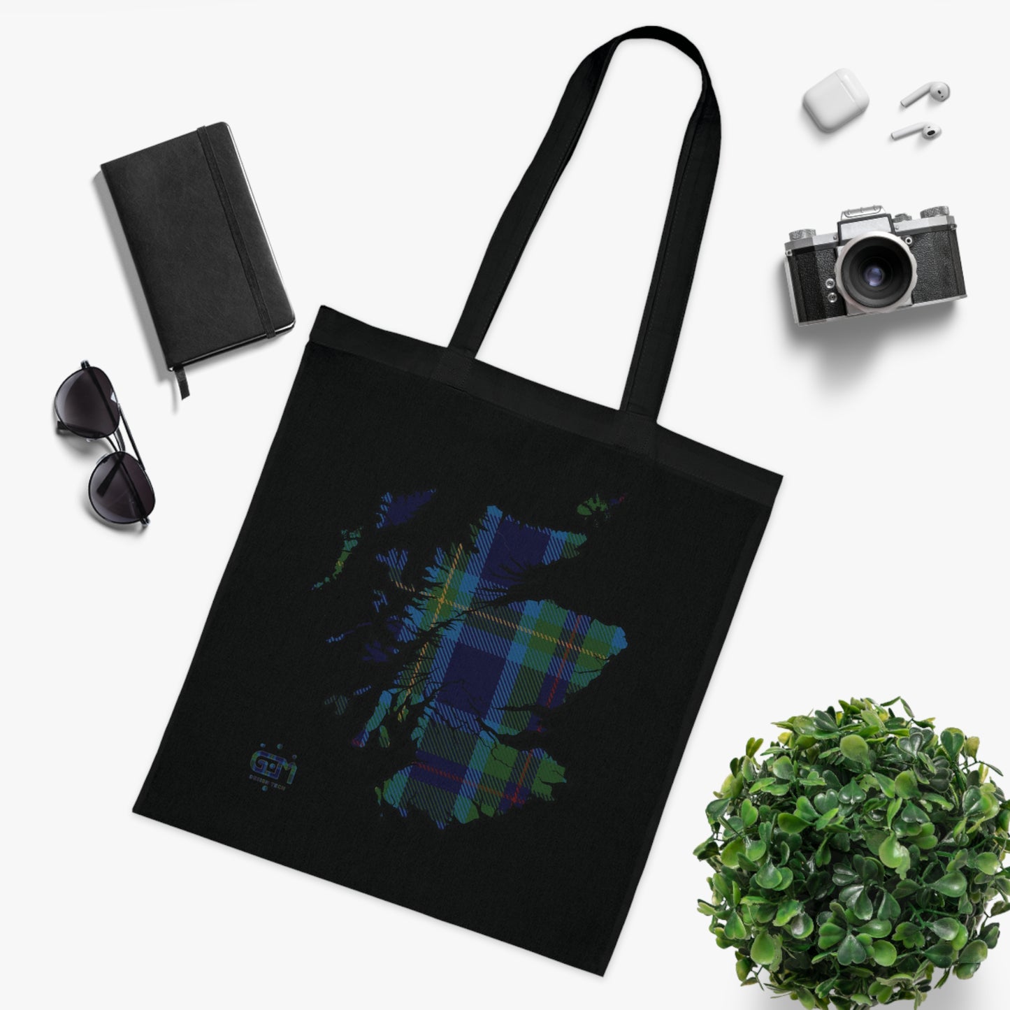 Reversible Scotland Tartan Map Cotton Tote Bag - Miller Tartan