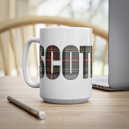 Scotland Tartan Mug - Stewart Dress, Coffee Cup, Tea Cup, Scotland, White