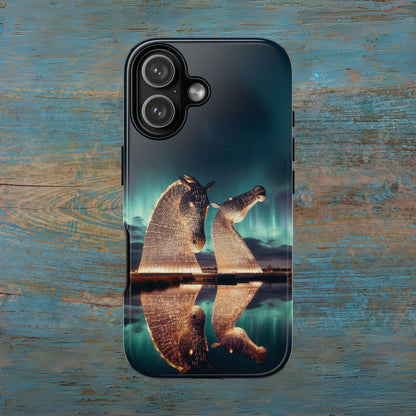 Kelpies Northern Lights Art Variant Phone Case, Scotland, Apple