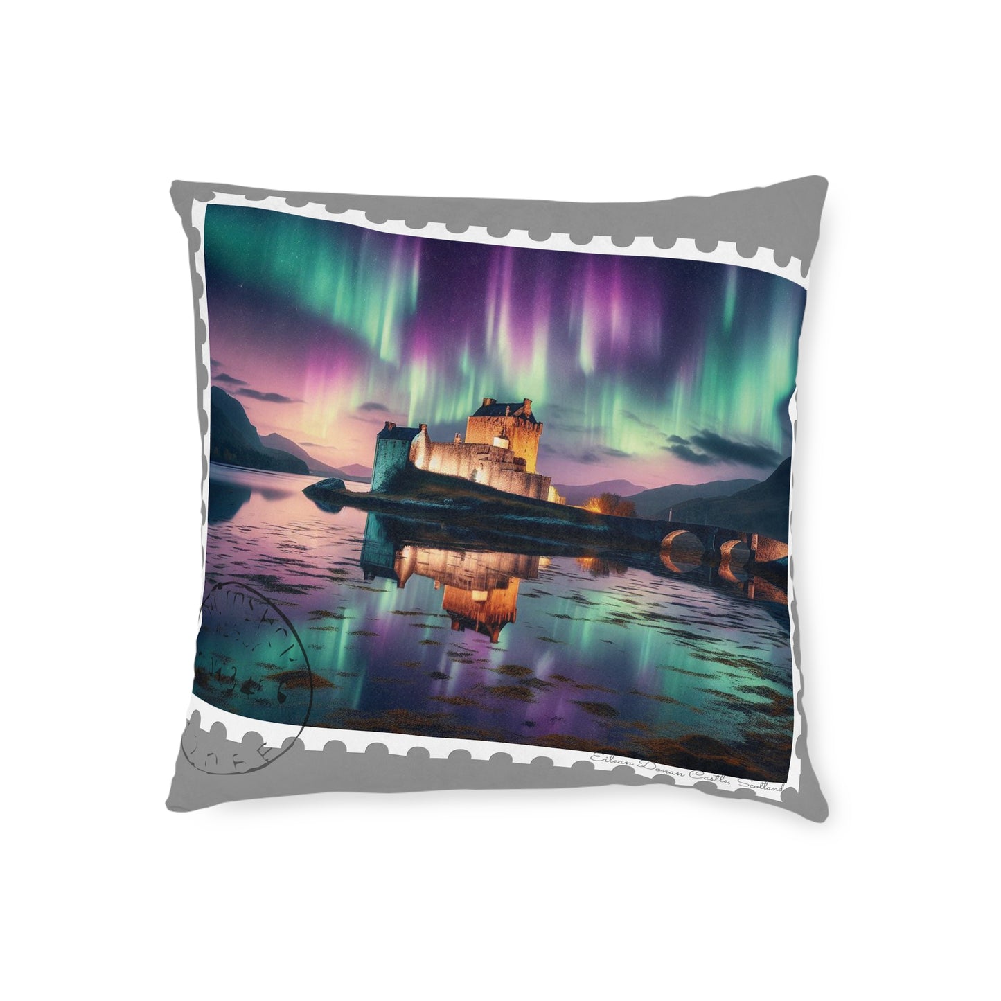 Eilean Donan Castle Art Stamp Square Cushion, Various Sizes