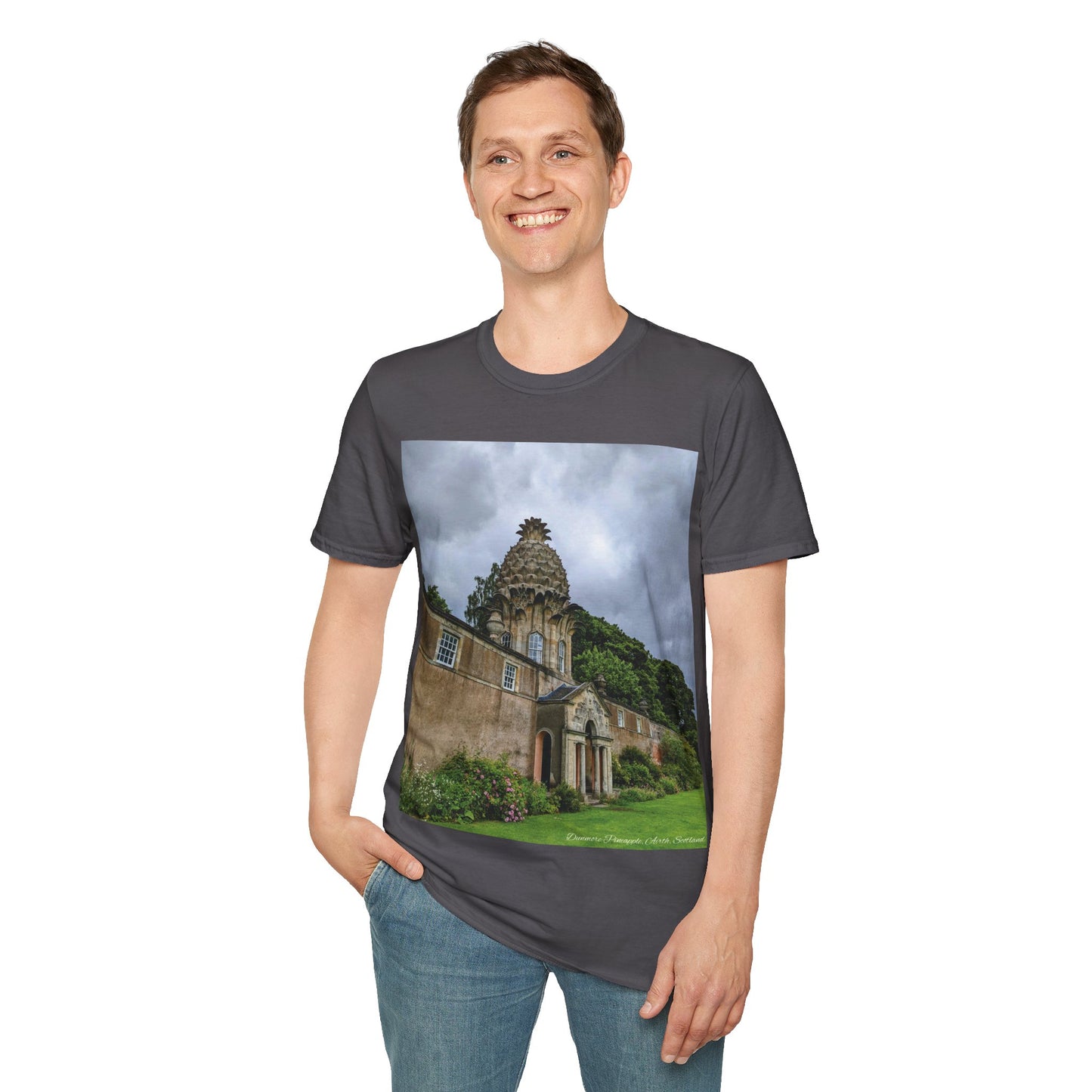 Dunmore Pineapple Photo Softstyle T-Shirt, Unisex Tee, Scotland Shirt, Scottish Landmark, Nature, Scenery, Various Colours