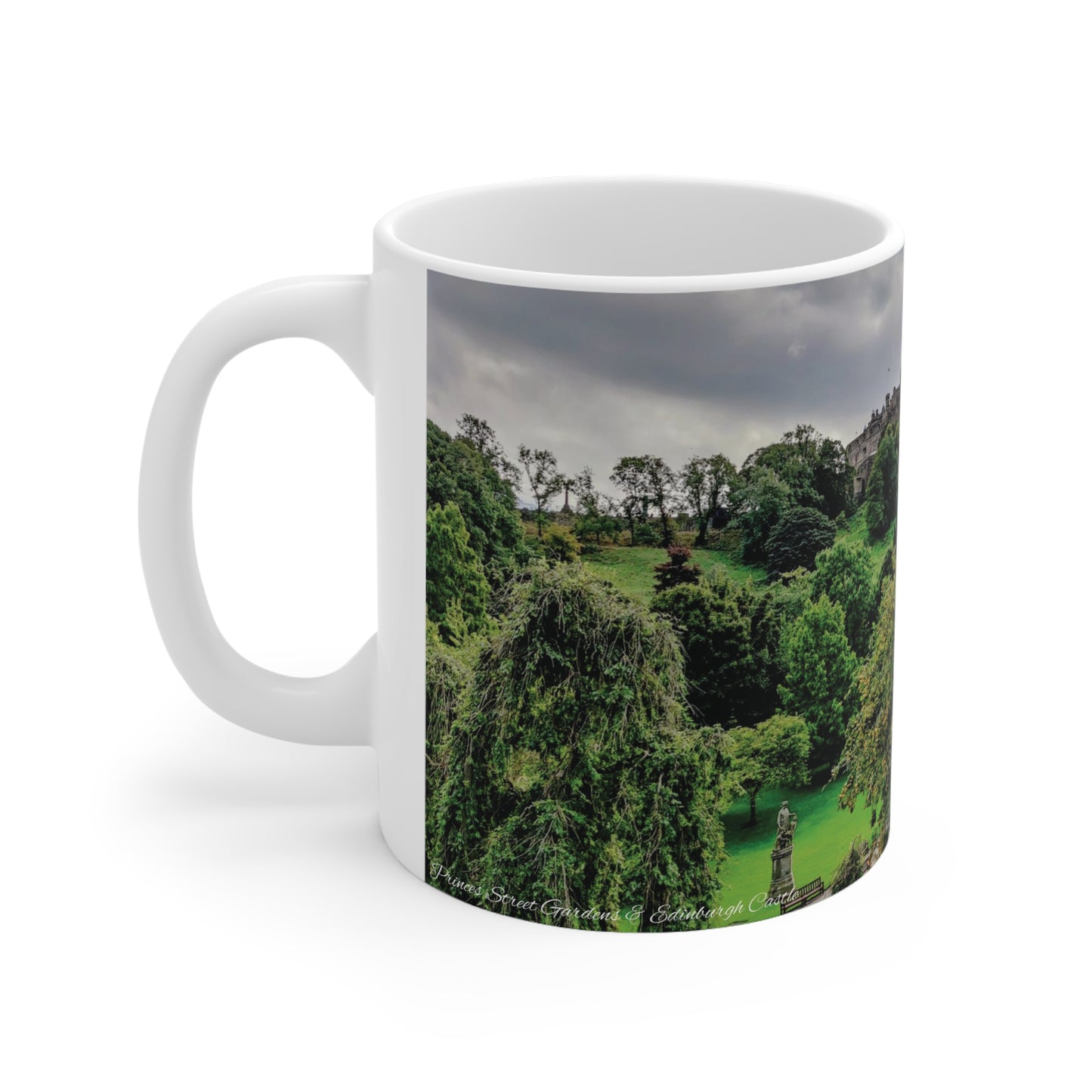 Princes Street Gardens & Edinburgh Castle Photo Mug, Coffee Cup, Tea Cup, Scotland, White