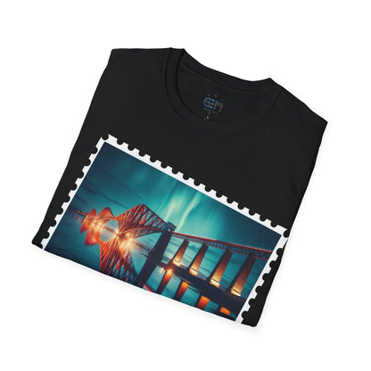 Postcard Forth Rail Bridge Art Softstyle T-Shirt, Unisex Tee, Scotland Shirt, Various Colours