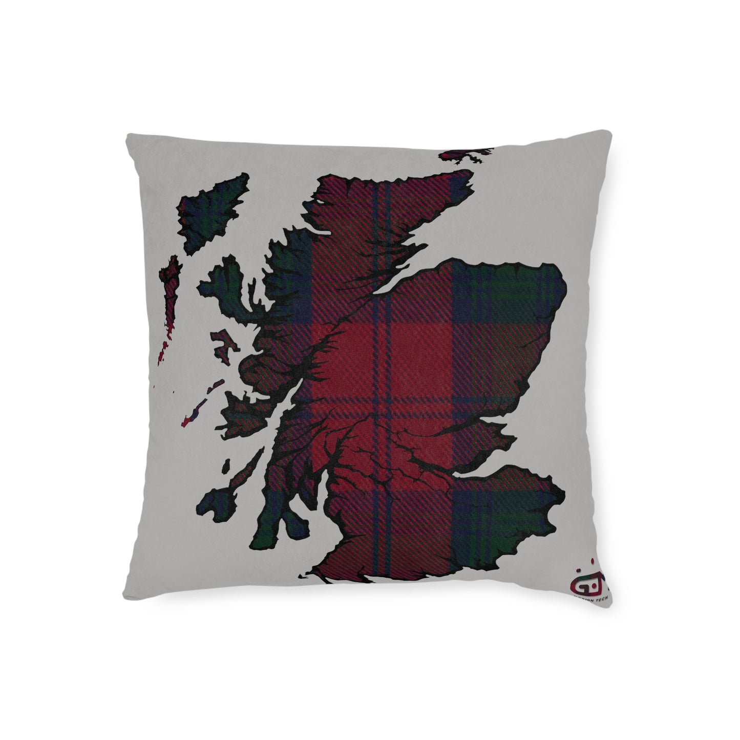 Reversible Square Cushion : Stag / Scotland Map - Lindsay Tartan, Various Sizes