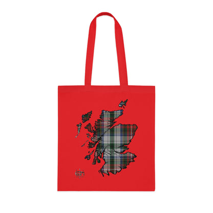 Reversible Scotland Tartan Map Cotton Tote Bag - Stewart Tartan