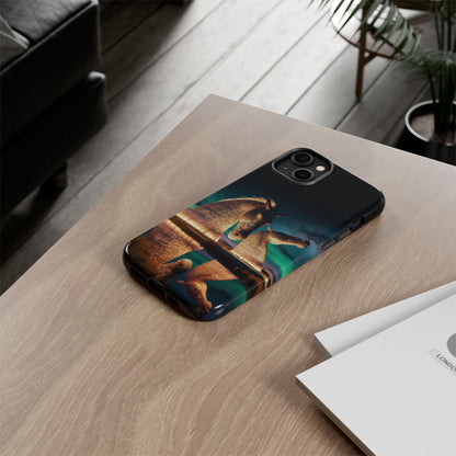 Kelpies Northern Lights Art Phone Case, Scotland, Apple