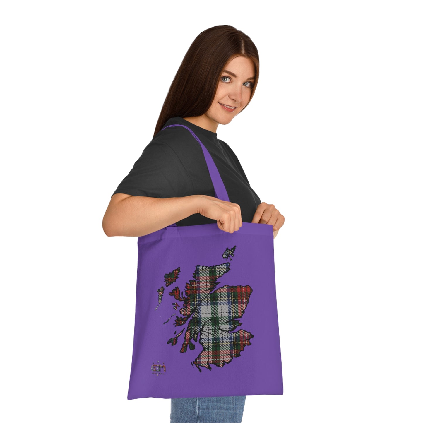 Reversible Scotland Tartan Map Cotton Tote Bag - Stewart Tartan