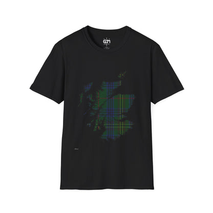 Scotland Tartan Map Softstyle Unisex T-Shirt - Kennedy Tartan Tee