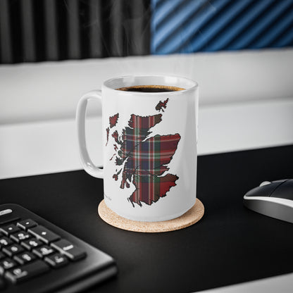 MacFarlane Red Tartan Scotland Map Mug, Coffee Cup, Tea Cup, Scotland, White