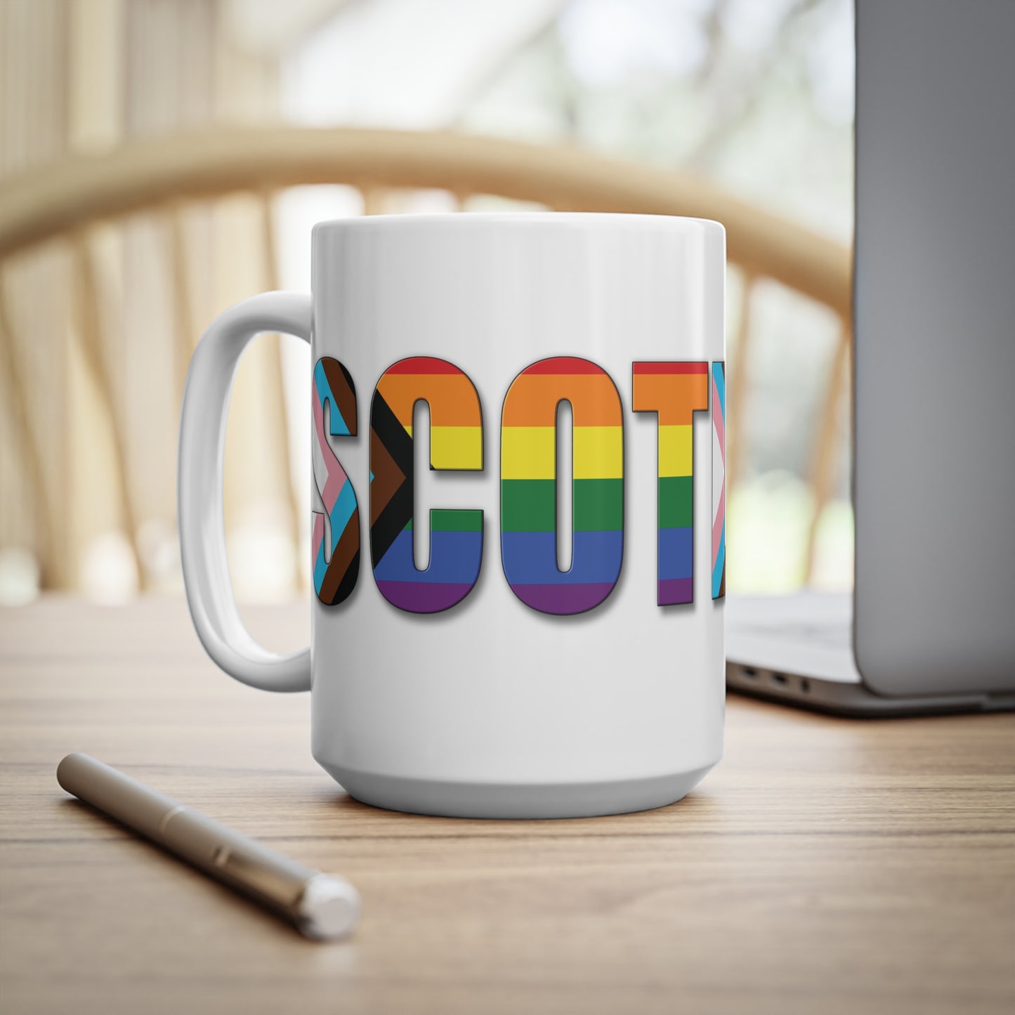 Scotland Lettering Pride Progress Mug, White