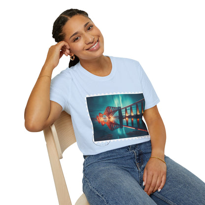 Postcard Forth Rail Bridge Art Softstyle T-Shirt, Unisex Tee, Scotland Shirt, Various Colours