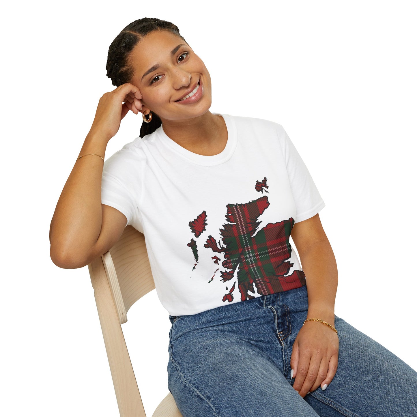 Scotland Tartan Map Softstyle Unisex T-Shirt, MacGregor Tartan, Various Colours