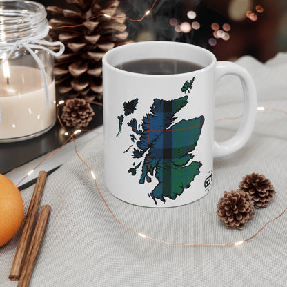 Scotland Map Mug 11oz, Flower of Scotland Tartan