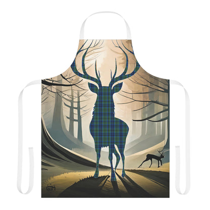 Tartan Stag Woodland Scene Apron - Keith Tartan, Scottish Cooking Apparel, Chef Accessory