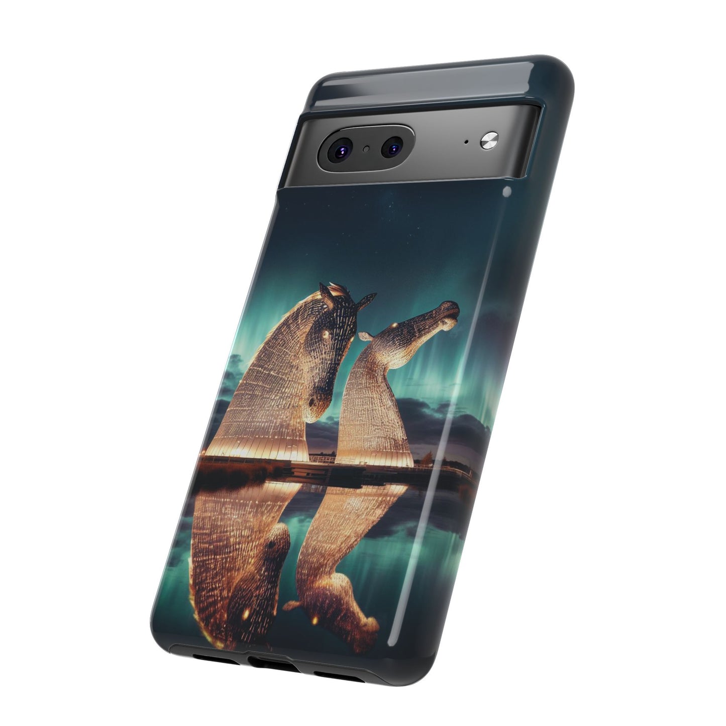 Kelpies Northern Lights Art Variant Phone Case, Scotland, Google