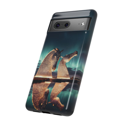 Kelpies Northern Lights Art Variant Phone Case, Scotland, Google