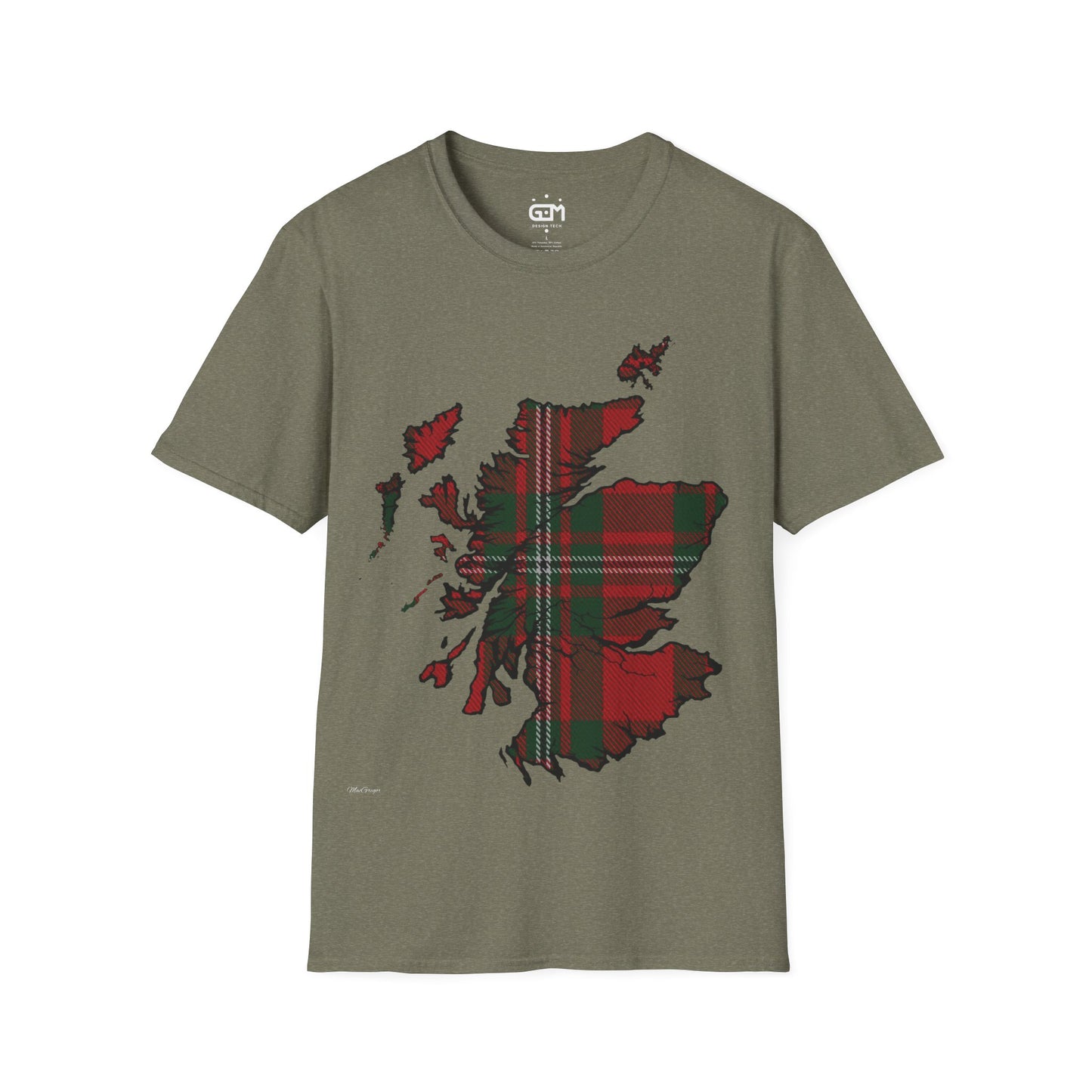 Scotland Tartan Map Softstyle Unisex T-Shirt, MacGregor Tartan, Various Colours