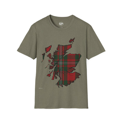 Scotland Tartan Map Softstyle Unisex T-Shirt, MacGregor Tartan, Various Colours