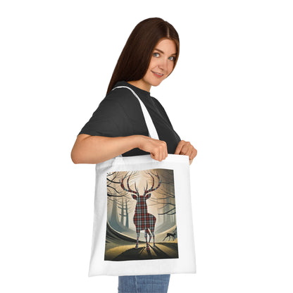 Reversible Scotland Tartan Stag Cotton Tote Bag - Stewart Tartan