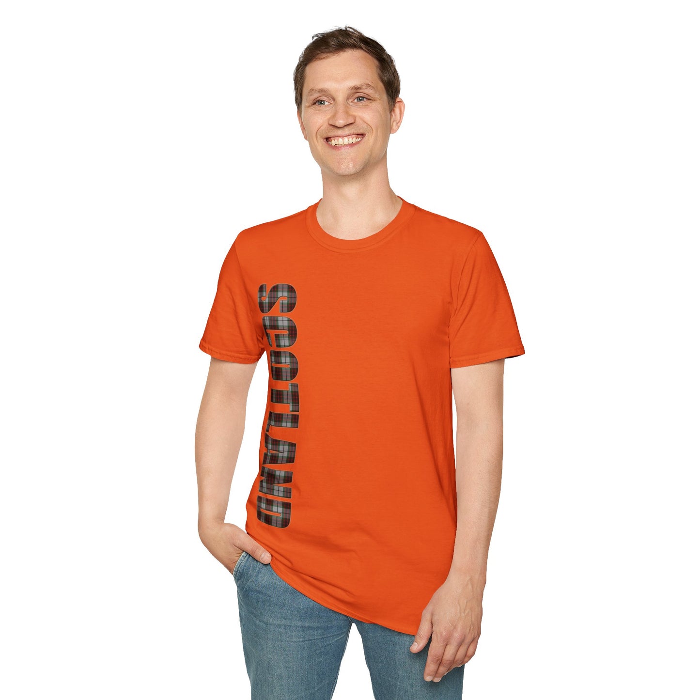 Scotland Lettering Fraser Tartan Softstyle T-Shirt, Unisex Tee, Various Colours