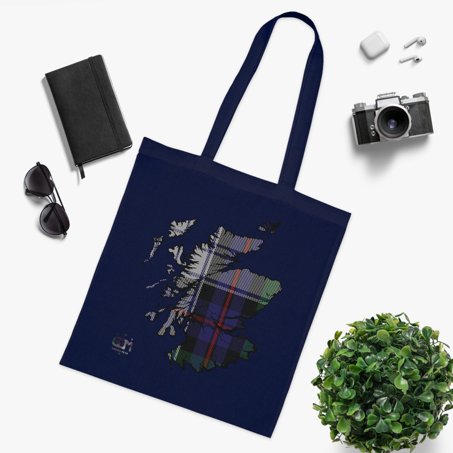 Reversible Scotland Tartan Map Cotton Tote Bag - Argyle Dress Tartan