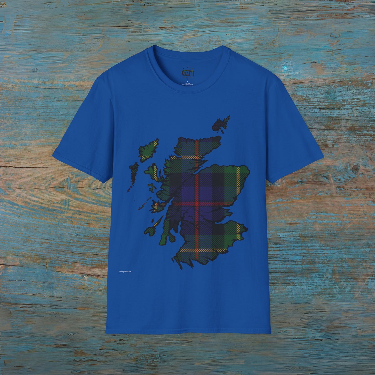 Scotland Tartan Map Softstyle Unisex T-Shirt, Farquharson Tartan, Various Colours