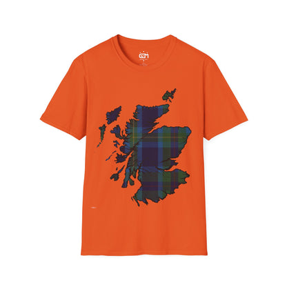 Scotland Tartan Map Softstyle Unisex T-Shirt, Miller Tartan, Various Colours