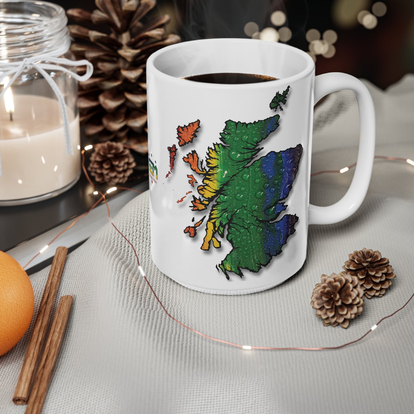 Scotland Map Pride Rain Mug, White