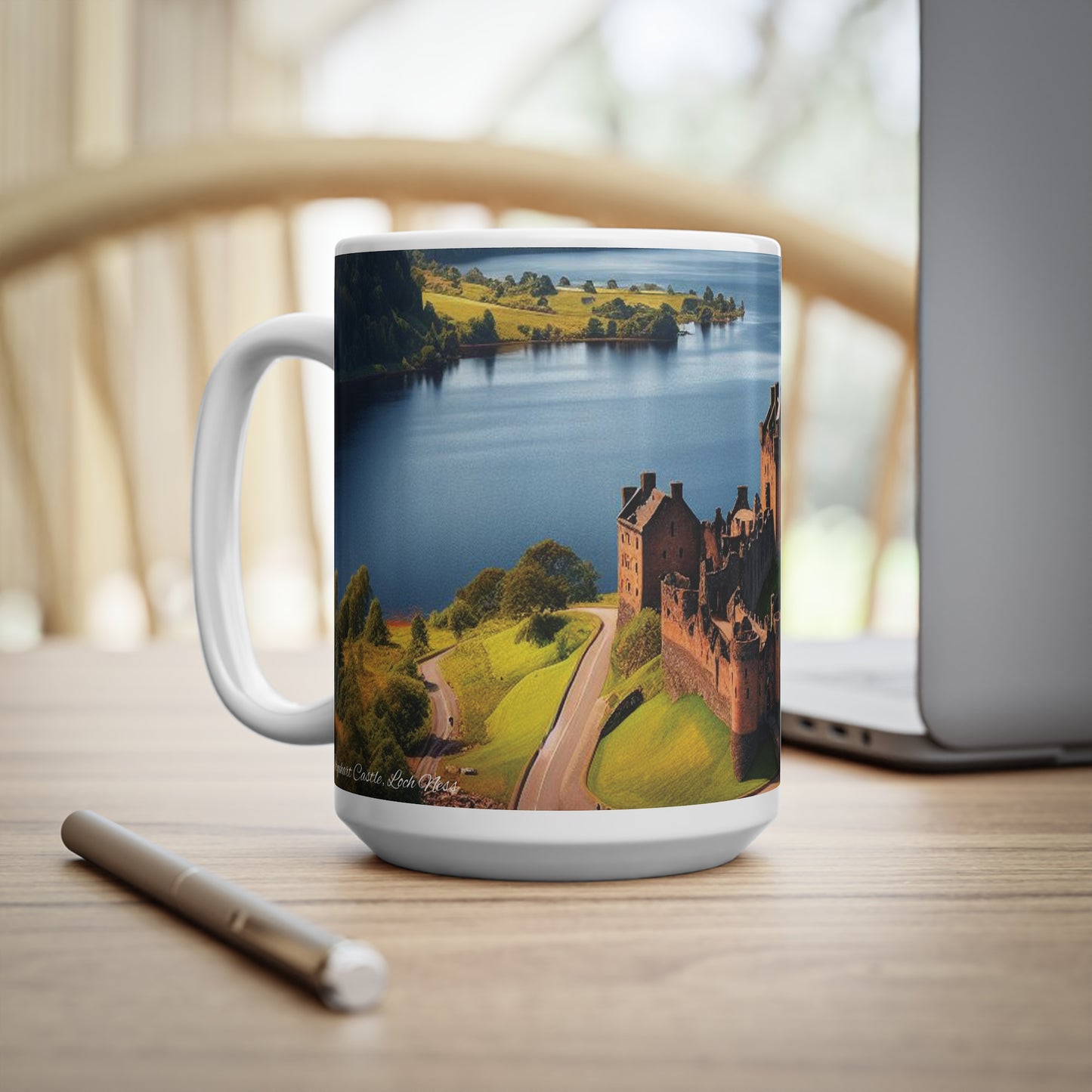 Urquhart Castle Mug - Loch Ness, Coffee Cup, Tea Cup, Scotland, White