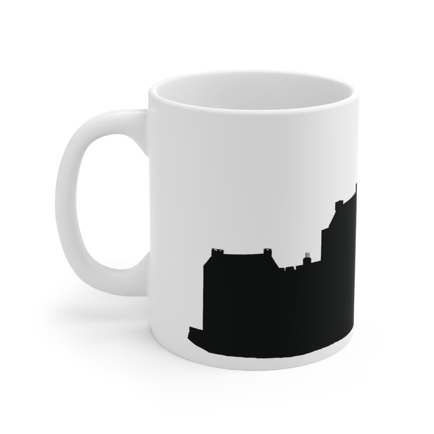 Eileen Donan Castle Silhouette Art Mug, White