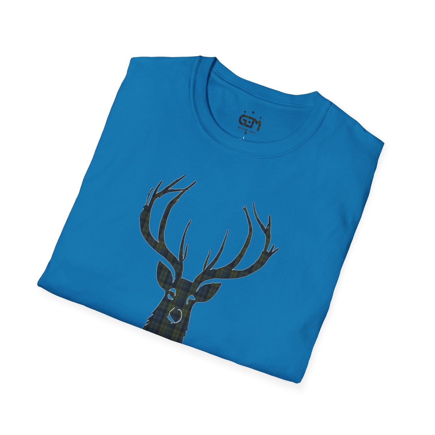 Tartan Stag Softstyle T-Shirt - Campbell Tartan, Unisex Tee, Scottish Scenery, Various Colours