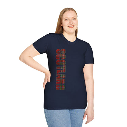 Scotland Lettering Tartan Softstyle Unisex T-Shirt, Stewart Royal Tartan Tee