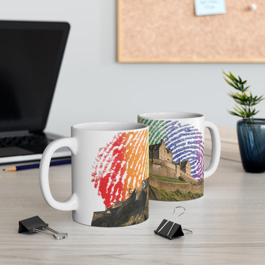 Edinburgh Castle Pride Fingerprint Sky Photo Mug, White