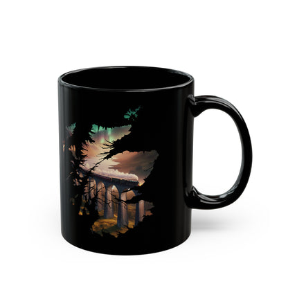 Glenfinnan Viaduct Scotland Map Mug, Coffee Cup, Tea Cup, Scottish Art, Scottish Landmarks, Scottish Nature, Black