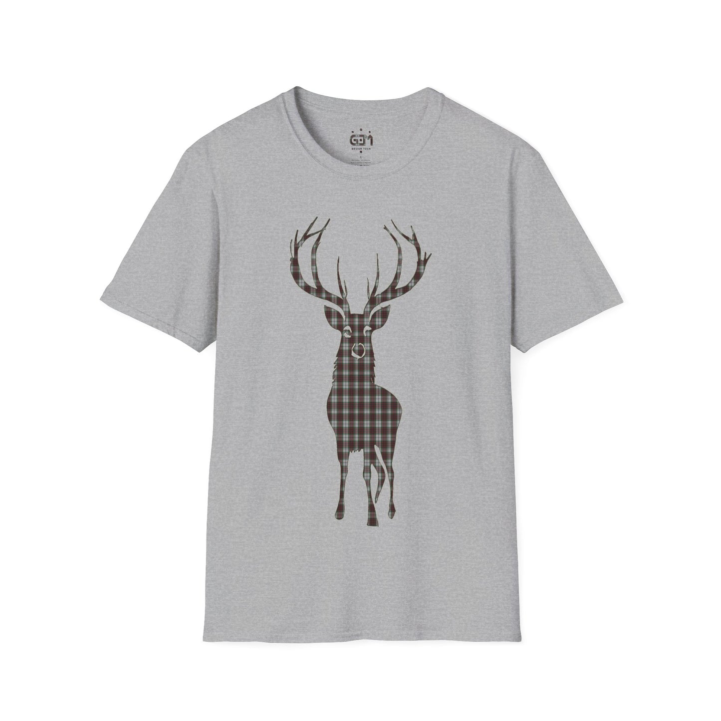 Tartan Stag Softstyle T-Shirt - Fraser Tartan, Unisex Tee, Scottish Scenery, Various Colours