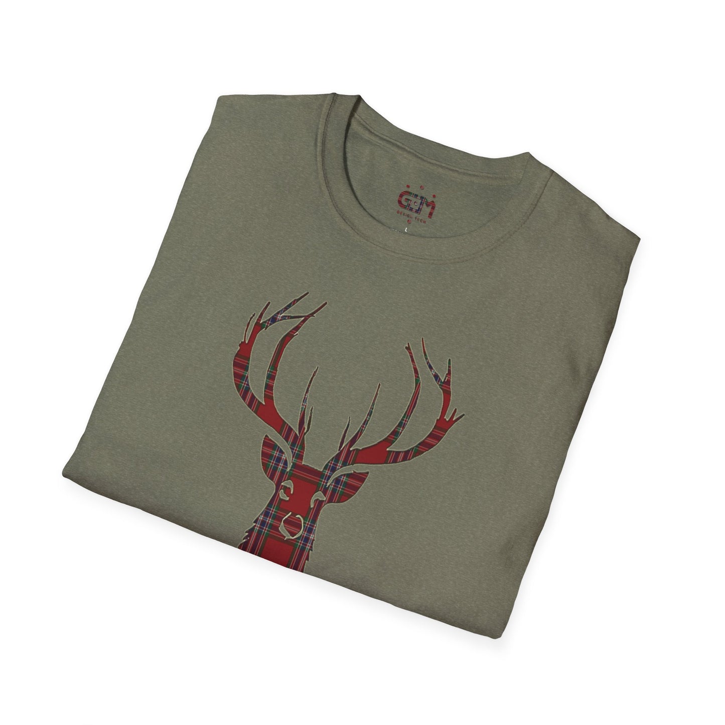 Tartan Stag Softstyle T-Shirt - MacFarlane Tartan, Unisex Tee, Scottish Scenery, Various Colours