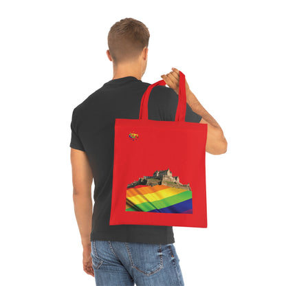 Pride Flag Rock Edinburgh Castle Cotton Tote Bag