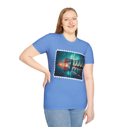 Postcard Forth Rail Bridge Art Softstyle T-Shirt, Unisex Tee, Scotland Shirt, Various Colours