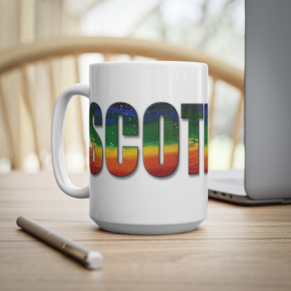 Scotland Lettering Pride Rain Mug, White