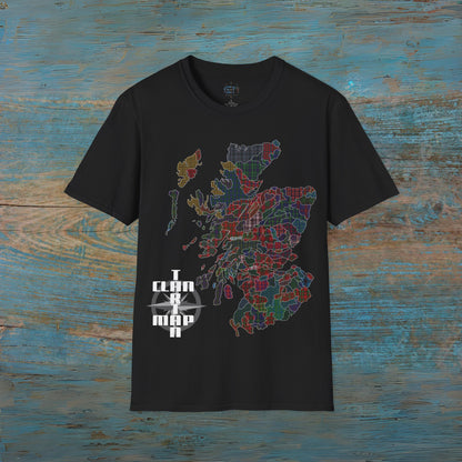 Scotland Tartan Clan Map Softstyle T-Shirt, Unisex Tee, Scotland Shirt, Various Colours