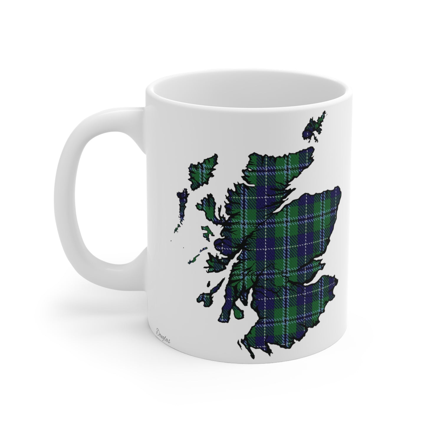 Scotland Map Mug 11oz, Douglas Tartan