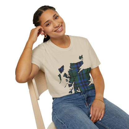 Scotland Tartan Map Softstyle Unisex T-Shirt, Keith Tartan, Various Colours