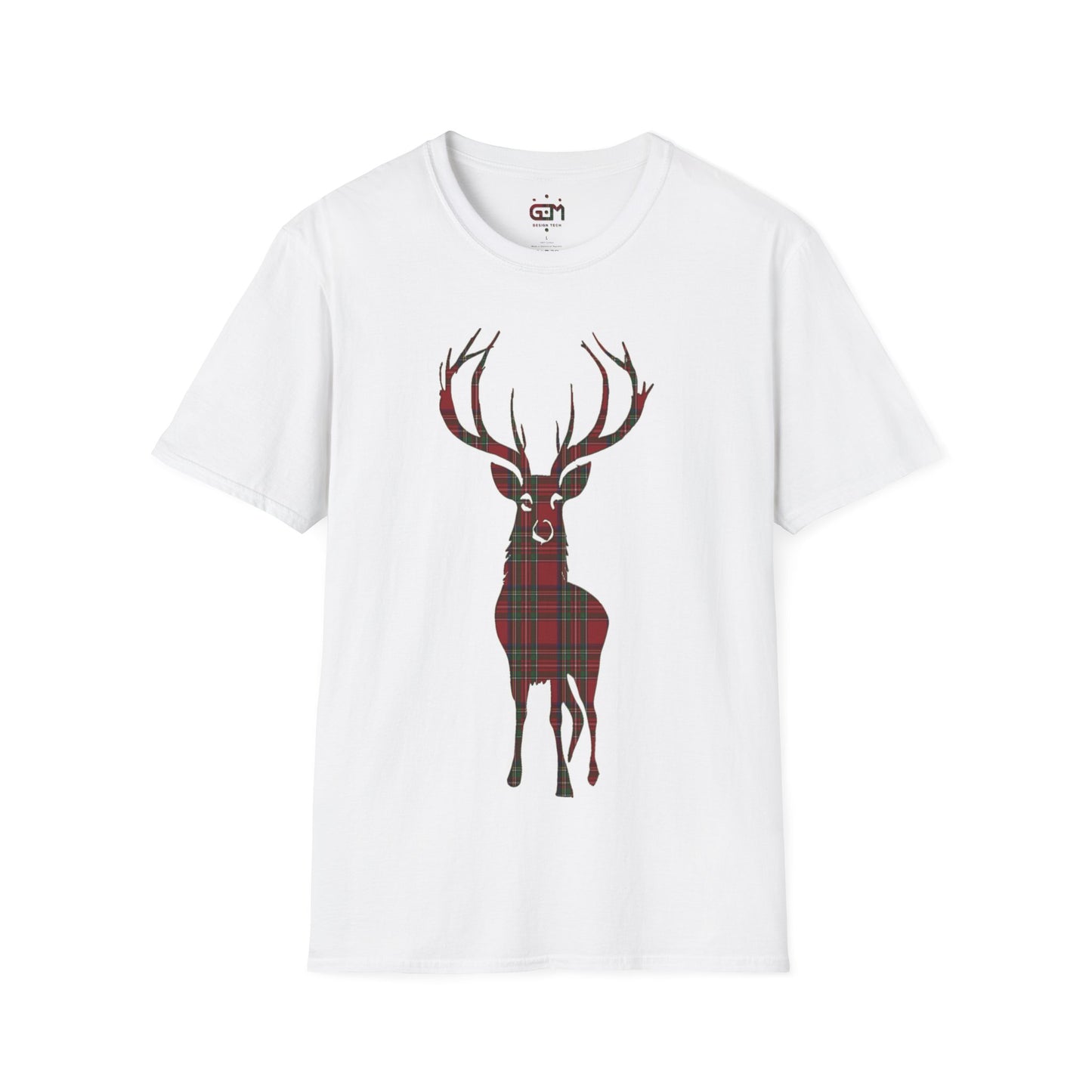 Tartan Stag Softstyle T-Shirt - Stewart Royal Tartan, Unisex Tee, Scottish Scenery, Various Colours