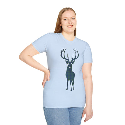 Tartan Stag Softstyle T-Shirt - Keith Tartan, Unisex Tee, Scottish Scenery, Various Colours