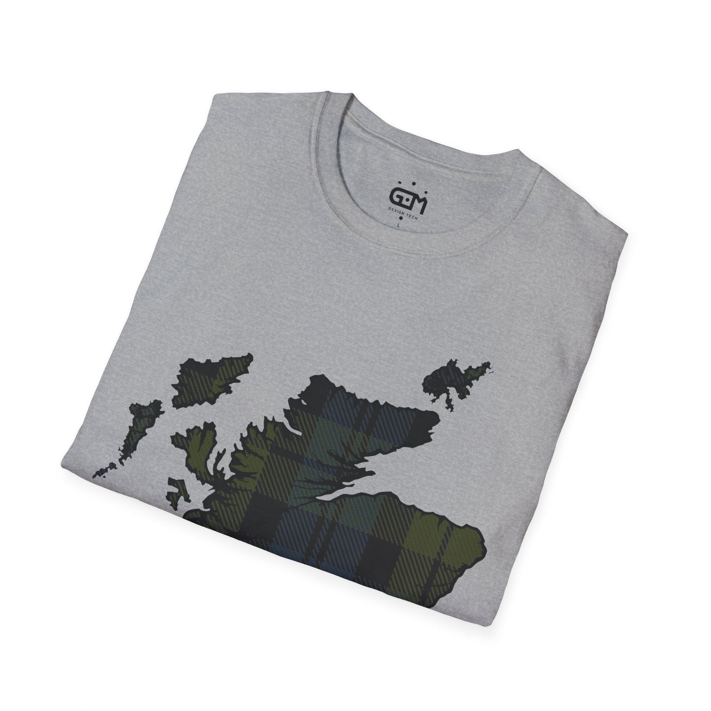 Scotland Tartan Map Softstyle Unisex T-Shirt, Campbell Tartan, Various Colours