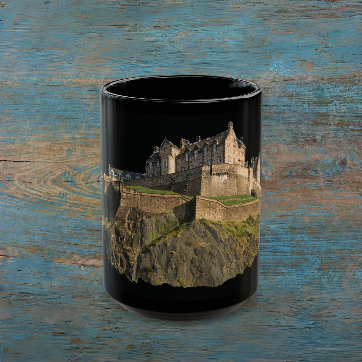 Edinburgh Castle on the Rock Photo Mug, Black